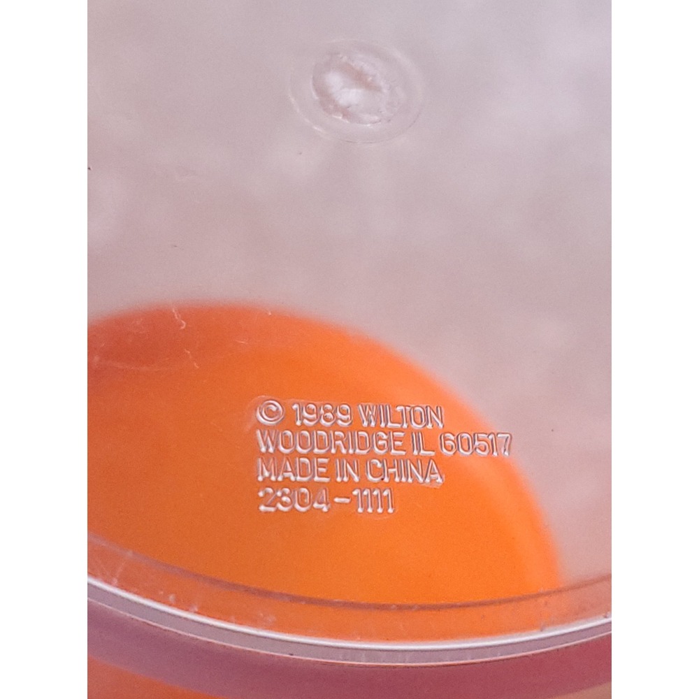 Vrg 1989 Wilton Cookies Canister jar Orange Lid Clear Plastic Jar retro - Picture 4 of 7